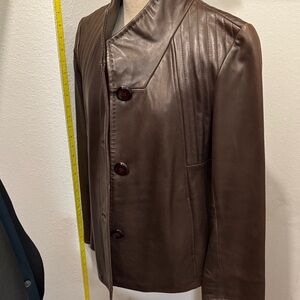 Ellen Tracy Chocolate Brown Leather Jacket